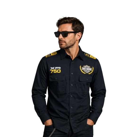 Harley-Davidson Men’s Black Shirt Trophy Eagle Racing Mechanic L/S (354)