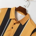 thumbnail image 4 of Blusa de Manga Corta, Hombres de Moda Versátil Botón Raya Cuello de Vuelta para el Uso Casual Y Diario, 4 of 6