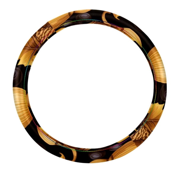 Thanksgiving Oak 14.5 Inch Printing PVC Leather Car Wheel Cover Steering Wheel Cover Auto Accessories