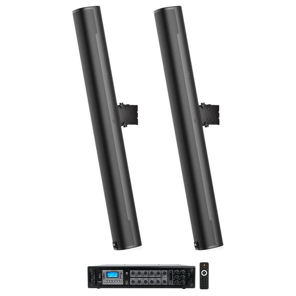 (2) JBL COL800-BK 32" Black 70V Commercial Column Wall Mount Array Speakers Amp