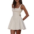thumbnail image 3 of Women'S Summer Corset Mini Dress Square Neck Flowy A Line Cute Graduation Short Dresses White XL, 3 of 9