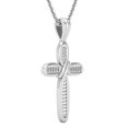 thumbnail image 2 of Dazzlingrock Collection Baguette White Diamond Religious Cross Pendant for Women with 18 Inch Gold Chain (0.25 ctw, Color I-J, Clarity I1-I2) in 14K White Gold, 2 of 6
