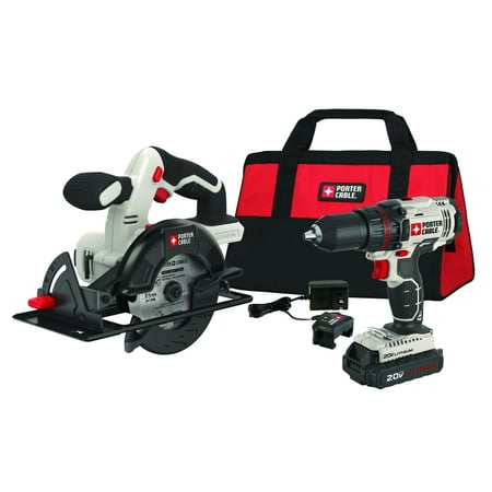 PORTER CABLE 20-Volt Max Lithium-Ion 1/2-Inch Cordless Drill & 5 1/2-Inch Circular Saw,