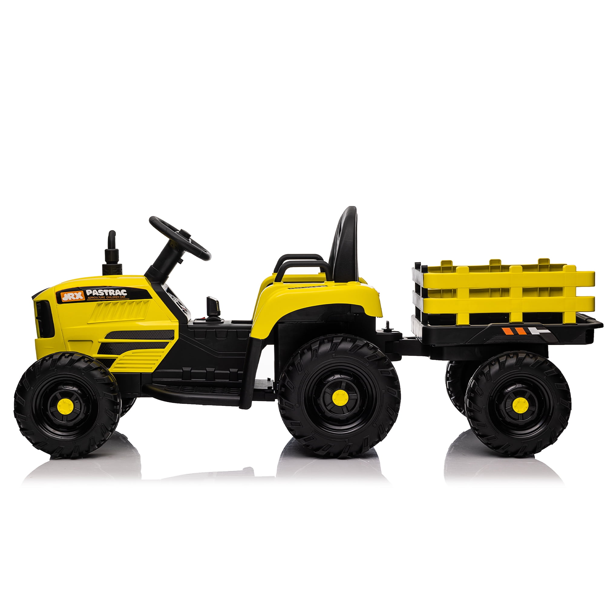 CIPACHO 12V Ride On Tractor with Trailer, 2.4RC, Electric Kids Car Three Speed Adjustable, USB, MP3, Power Display, Yellow CIPACHO 12V Ride On Tractor with Trailer, 2.4RC, Electric Kids Car Three Speed Adjustable, USB, MP3, Power Display, Yellow