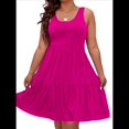 thumbnail image 1 of Vestidos de Verano para Mujer, de Gran Tamaño, con Hombros Descubiertos, Lisos, Sin Mangas, con Volantes en el Bajo, Vestidos Cortos con , Color Rojo Rosa 5XL, 1 of 7