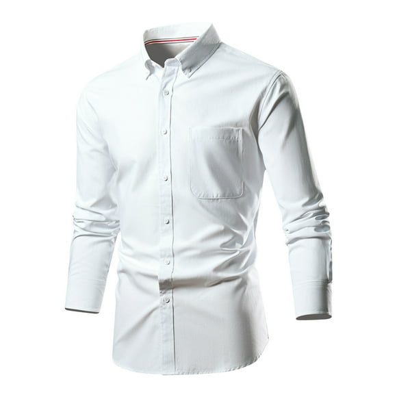 AherBiu Mens Long Sleeve Dress Shirts Button down Lapel Collar Regular Fitted Tee Work Office Business Tops