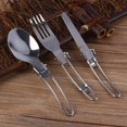 thumbnail image 2 of Cutlery Set,Portable Picnic Tableware,Stainless Steel Folding Camping Picnic Cutlery Set,1 Knife, 1 Fork,1 Spoon,1 Bag, 2 of 8