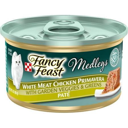 Purina Fancy Feast Medleys Pate White Meat Chicken Primavera With Garden Veggies & Greens Adult Wet Cat Food , 3 Ounce (Pack of 24)
