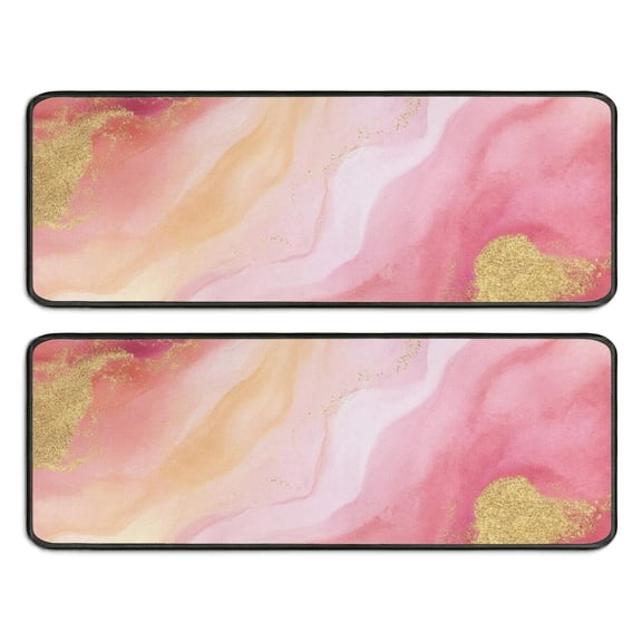 Kitchen Rugs Sets Of 2,Pink Gold Marble Pattern Anti Fatigue Kitchen Mat Rugs Non Slip Washable,Decorative Kitchen Floor Mats for Kitchen,Sink,Laundry,17"x47" 17"x47"