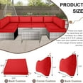 thumbnail image 4 of Outdoor Sectional Cushions, 6 Seat Patio Sectional Cushions, 4" Foam High-Density, Water-Resistant Patio Sofa Cushions Replacement Set（Red）, 4 of 8