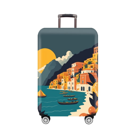 Thick Elastic Cartoon Luggage Protective Cover Zipper Suit For 18-32 inch Bag Suitcase Covers Trolley Cover Travel Accessories romantic city XL 29-32 inch