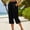 Noir, variante sur Sentmoon Capris pour Femmes Couleur Unie Taille Haute Élastique Pantalon en Lin Grande Taille Coupe Ample Bouton Jambe Droite Joggers d'Été pour Femmes Essentiels de Plage pour un Usage Quotidien Décontracté m