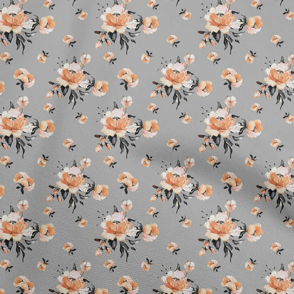 oneOone Velvet Gray Fabric Floral Sewing Material Print Fabric By The Yard 58 Inch Wide