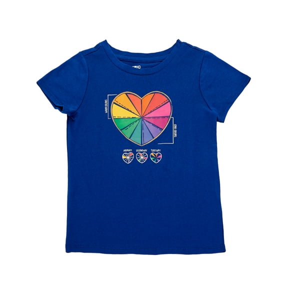 MSRP $16 Epic Threads Little Girls Rainbow Heart Graphic T-shirt Blue Size 5
