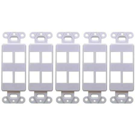 White 4-Port Decora Keystone Jack Wall Insert HDMI, Cat5/6, USB and DisplayPort (5 Pack) 