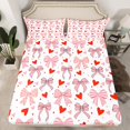 thumbnail image 2 of Erosebridal Bow Knot Pattern Bed Sheets King,Cartoon Bow Bowknot Bedding Sets King Size,Red Hlove Dots Sheet Set King For Teens,Lightweight Bedroom Decorative,4-Piece, 2 of 7