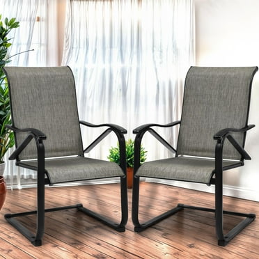 Uforic Set of 2 Rocking Dining Chairs, Outdoor C-Spring Rocking Chairs, 2 Pcs Chairs with Smooth Rocking Motion and Breathable Fabric, Suitable for Outdoor and Indoor, Brown