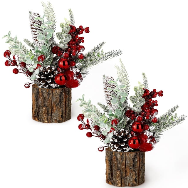 Árbol de Navidad KPX artificial para mesa, tamaño pequeño, con adornos