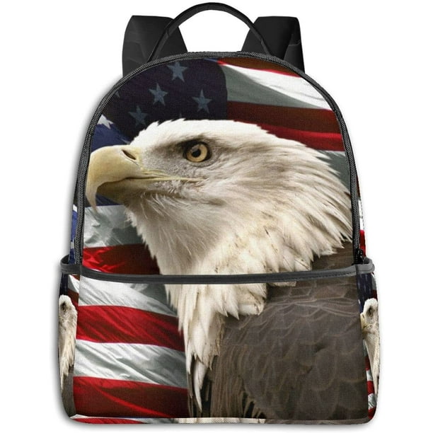 American Eagle Flag Backpack Casual Travel Backpacks Laptop Bag