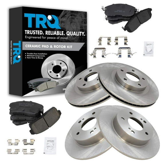 TRQ Front and Rear Brake Pad & Rotor Kit Brake Pads Brake Rotor Ceramic Fits Select 2002-2004 INFINITI I35 2002-2003 Nissan Maxima