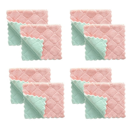 

WANYNG Wipes 8Pcs Nonstick Oil Coral Velvet Hanging Hand Towels Kitchen Dishclout 8Dishclout Pink