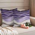 thumbnail image 2 of Purple Wave Outdoor Waterproof Pillow Covers, Coastal Ombre Ocean Grey Stripes Beach Sand Decorative Square Throw Pillowcase Sofa Cushion Sham for Patio/Couch/Chair, 24"x24" 2 Pack, 2 of 8