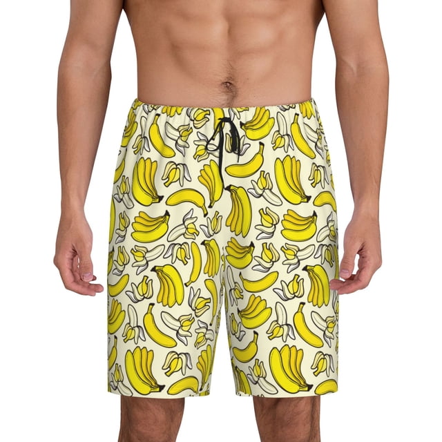 Fotbe Banana Pantalones Cortos de Pijama para Hombre, Ropa de Dormir, Pantalones de Pijama Cortos para Hombre-3X-Large