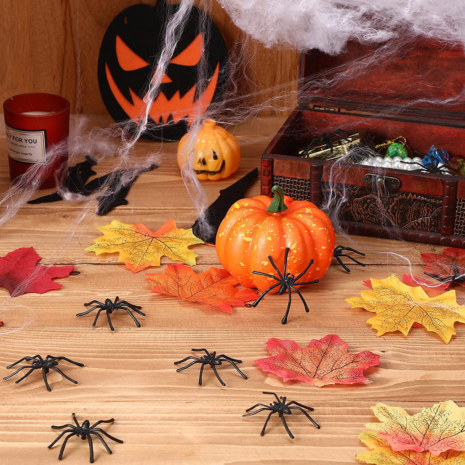 6 bending Figurines Halloween Scary Party Decoration Set Spider Pumpkin Cat Ghost Figure 