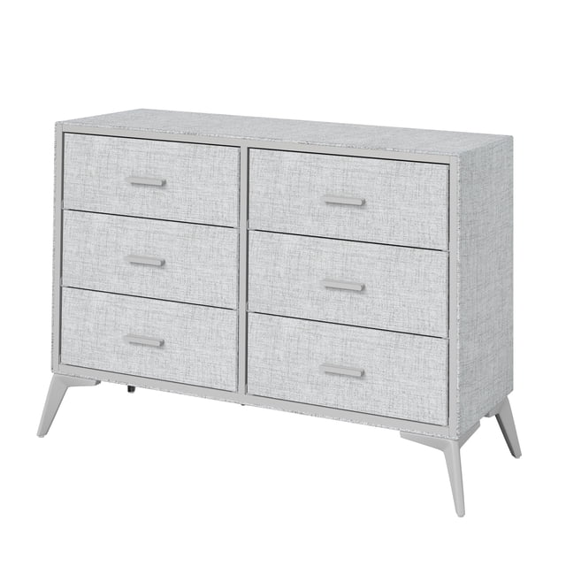 Cómoda MU:4LIFE Estilo Urban Chic 6 Cajones de Almacenamiento para Hogar y Oficina Organizador Cajonera Estructura Metálica Forrada en Tela Cajones de Tela No Tejida Gris Claro