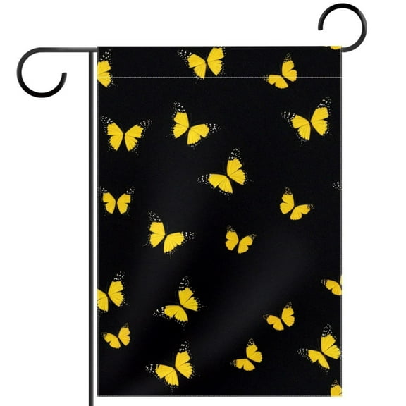 Welcome Yellow Butterflies Pattern Garden Flag, Vertical Double Sided Small House Flag, Yard Farmhouse Outdoor Deck Veranda Lawn Decor 28x40 Inch