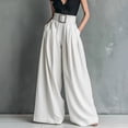thumbnail image 2 of SAWOBUUN Women High Waist Wide Leg Pants with Belt Pleated Flowy Palazzo Elegant Casual Pants with Pockets, 2 of 7