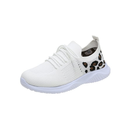 

Daeful Womens Athletic Shoes Knit Upper Sport Shoe Slip On Sock Sneakers Running Lace Up Comfort Breathable Trainers White 7.5