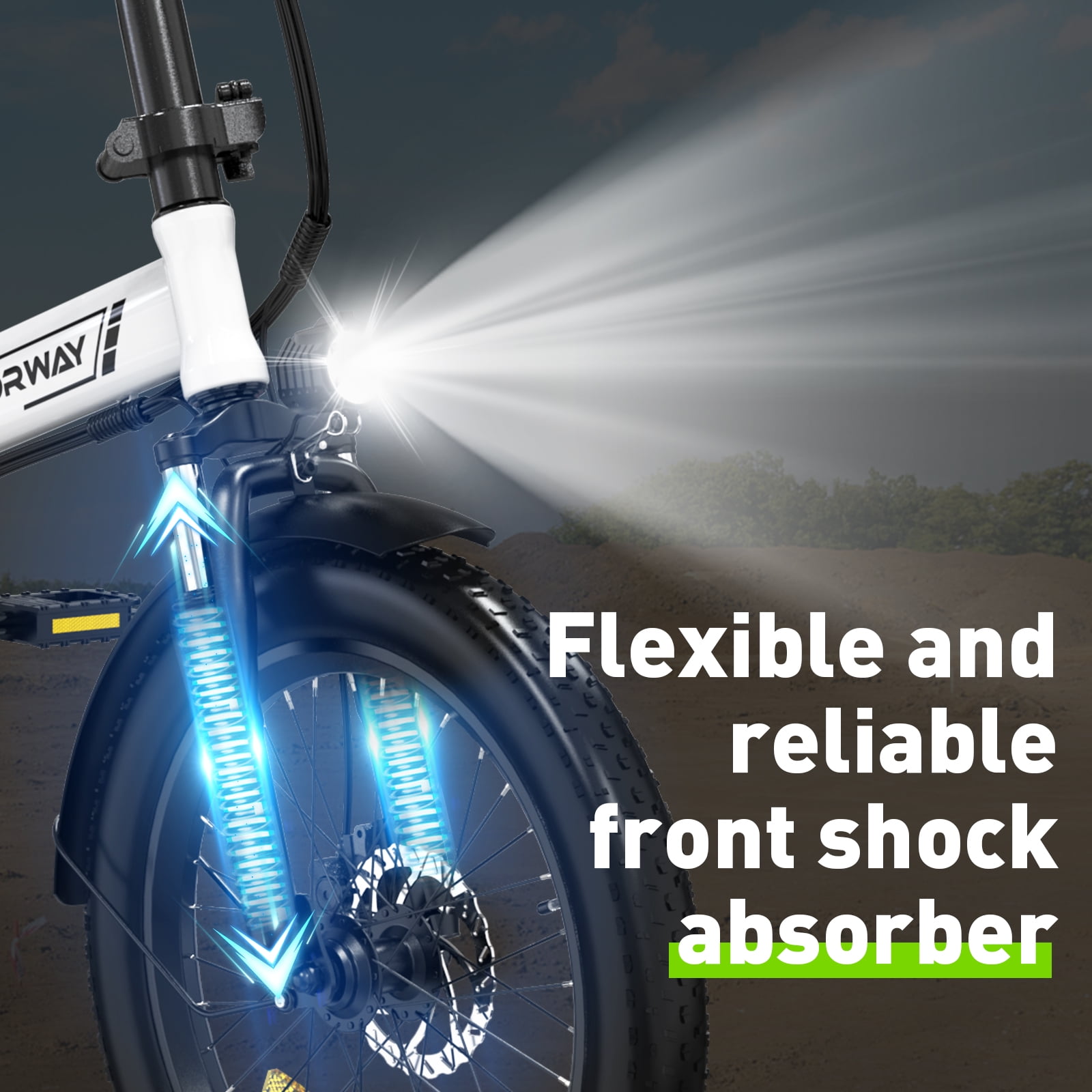 COLORWAY 20”X3.0 Fat Tire Electric bicycles, Foldable Mountain Snow Beach Electric bike ebike with 500W/36V/13Ah Battery, Shimano 7-Speed e bicycle