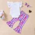 thumbnail image 4 of TAIAOJING Baby Girls Print Autumn Short Sleeve Romper Bodysuit Easter Bunny Bell Bottom Headbands Set Clothes, 4 of 6