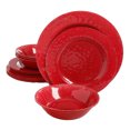thumbnail image 2 of Gibson Studio California Mauna Set de Vaisselle en Mélamine 12 Pc, Rouge (2 Pack), 2 of 9