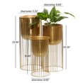 thumbnail image 4 of DecMode 24", 20", 16"H Deep Recessed Dome Gold Metal Planter with Elevated Caged Stand (3 Count), 4 of 15