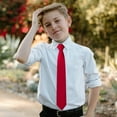 thumbnail image 5 of Ties For Boys Red Necktie Pocket Square Set Youth Tie for Kids School Party Wedding 49", 5 of 7