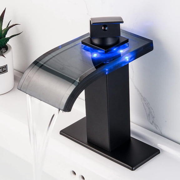 Centerset Black Wate all Bath Water Tap, Bath Sink Water Tap , 1 Hole, 4 Inch LED