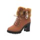thumbnail image 2 of Zapatos de mujer Punta redonda Color sólido Cordones Cremallera lateral Moda Tacones altos Invierno Felpa Botines cálidos Wmkox8yii  hfjk1493, 2 of 5