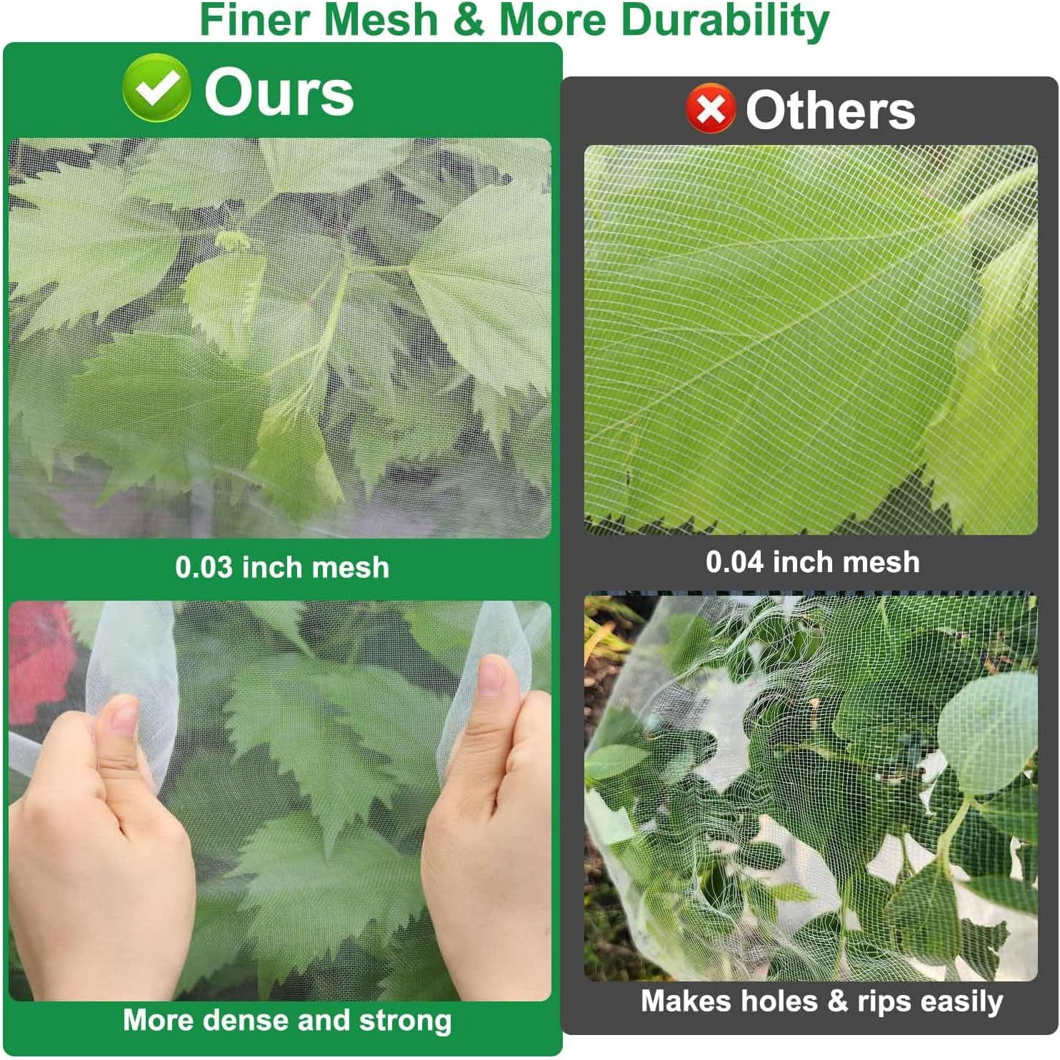 KLEWEE 10 x 50 FT Garden Mesh Netting, Ultra Fine Plant Netting Covers, for Raised Beds Vegetables, Fruit Tree Blueberry Bushes Barrier Screen Protection Net Cover