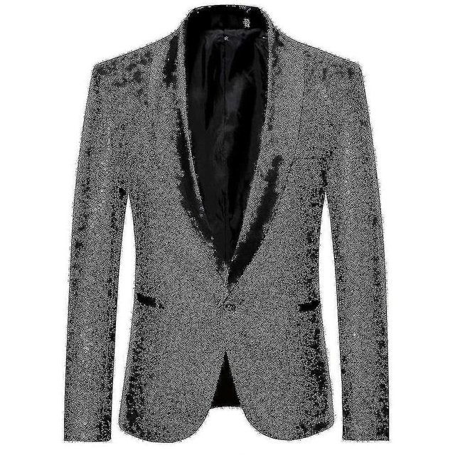 Mens Fashion Sequin Casual Blazer Wediing Celebration Suit Jacket