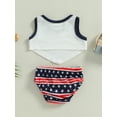thumbnail image 4 of Infant Baby Girl Boy 4th of July Swim Clothes Sleeveless Crop Tops Independence Briefs Shorts Bikini Tankini Set, 4 of 8