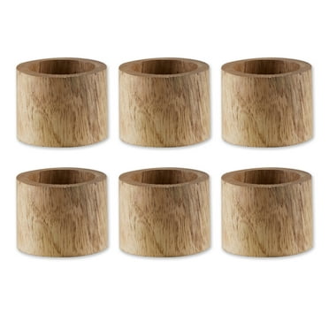 DII Light Finish Wood Band Napkin Ring (Set of 6 assorted) 2 inch diameter