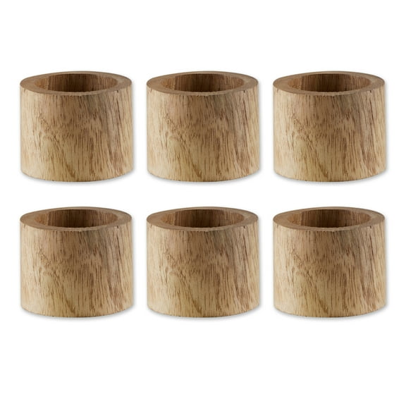 DII Light Finish Wood Band Napkin Ring (Set of 6 assorted) 2 inch diameter