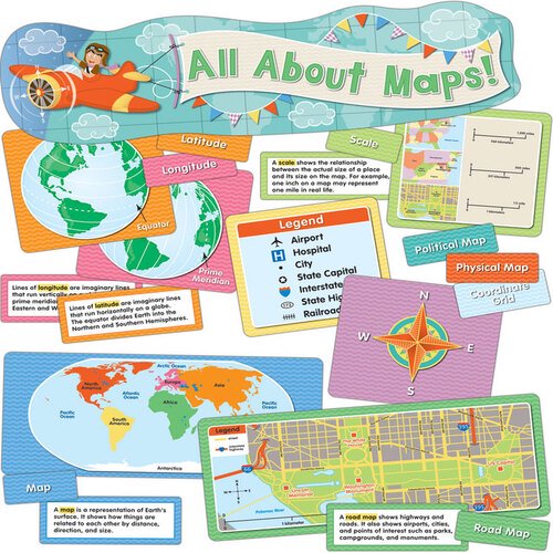 All About Maps Mini Bulletin Board Set Grade K3