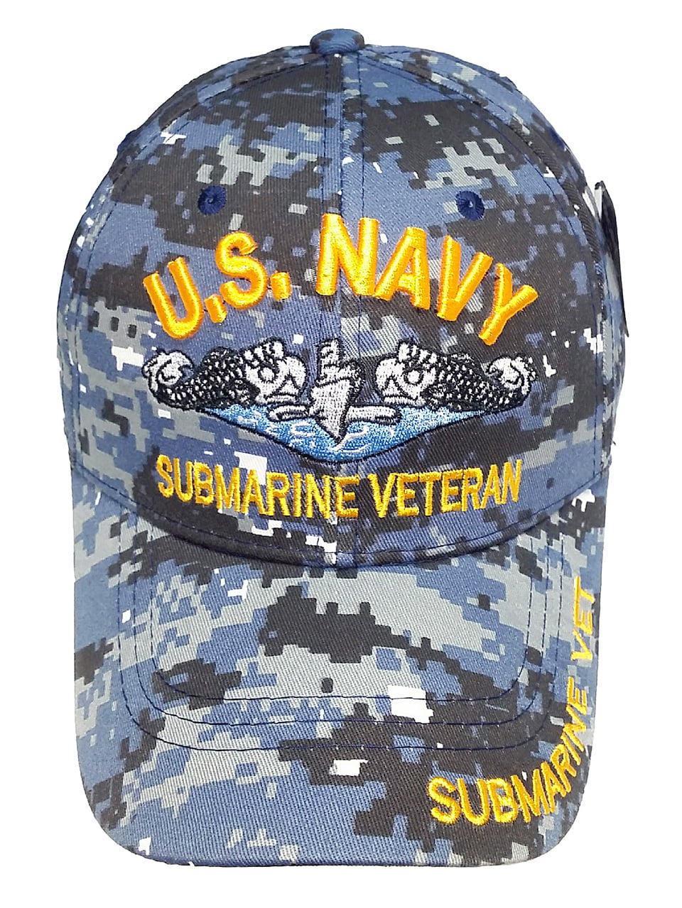 Navy Submarine Hat Digital Camo Blue Ball Cap "VETERAN" U.S 