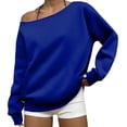 thumbnail image 3 of Women’s Casual Off Shoulder Sweatshirt Long Sleeve Loose Solid Long Sleeve Lightweight Tops Y2k Pullovers, 3 of 6