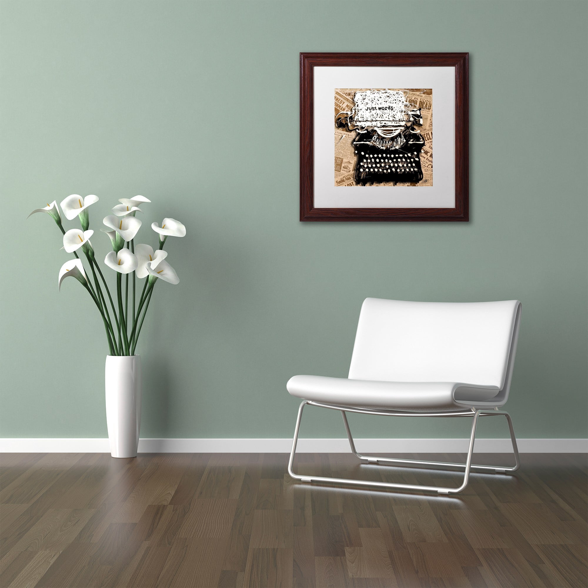 Trademark Fine Art "Just Words 1" Canvas Art by Roderick Stevens, White Matte, Wood Frame