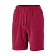 thumbnail image 5 of Havenx Men's Short 2 Pieces Set Button Down Short Sleeve Drawstring Shirts and Shorts Lapel Collar Texture Set Summer Beach Vacation Comfortable Athletic Wear,Wine L, 5 of 6