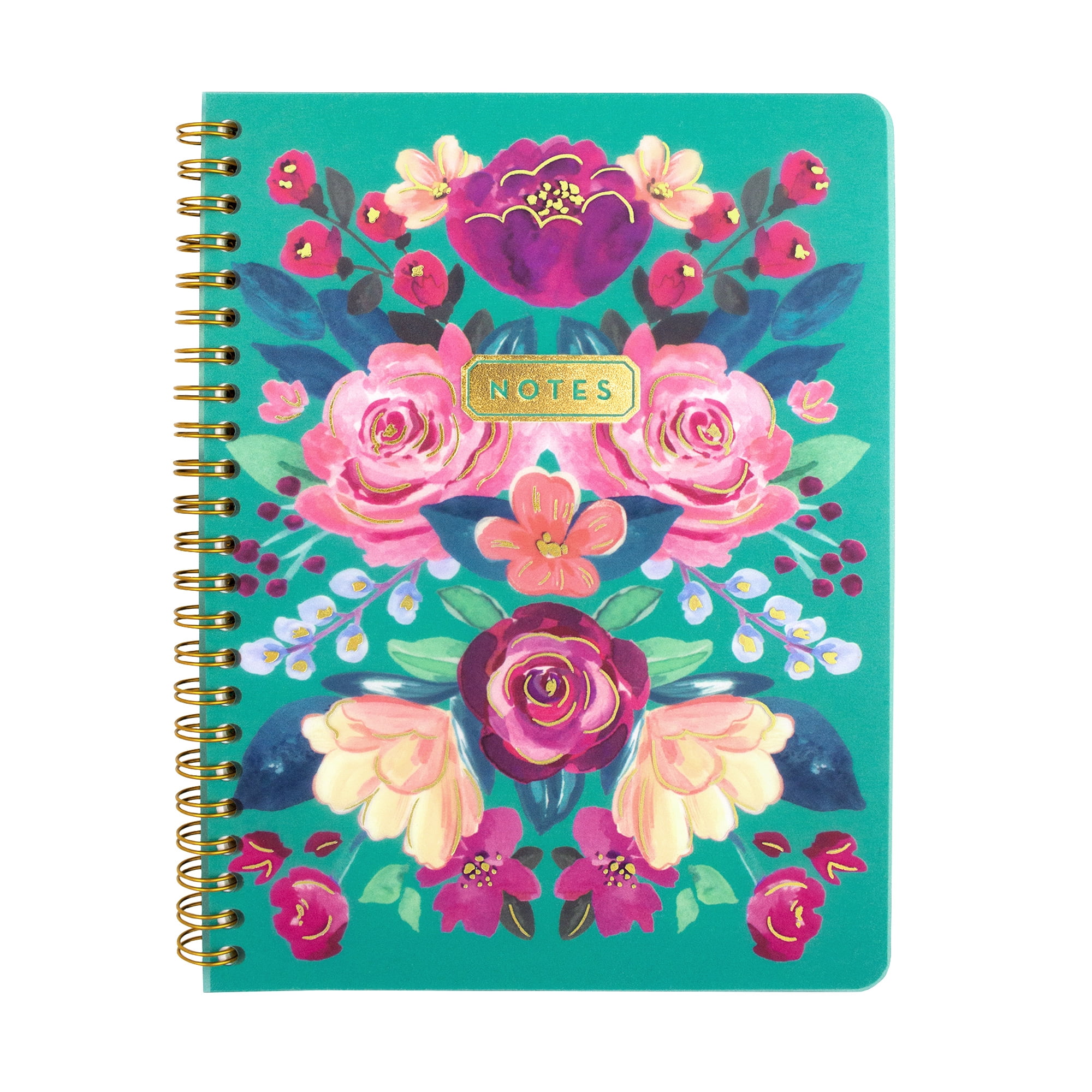 Mintgreen Spiral Bound Journal, Blue Floral Poly Cover, Recycled Paper